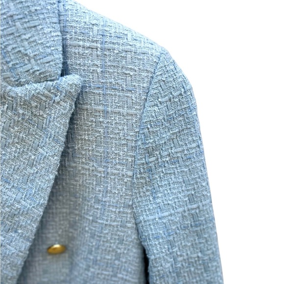 Jason Wu Pastel Blue Double Breasted Tweed Jacket Gold Buttons Size S NWT - Picture 4 of 14